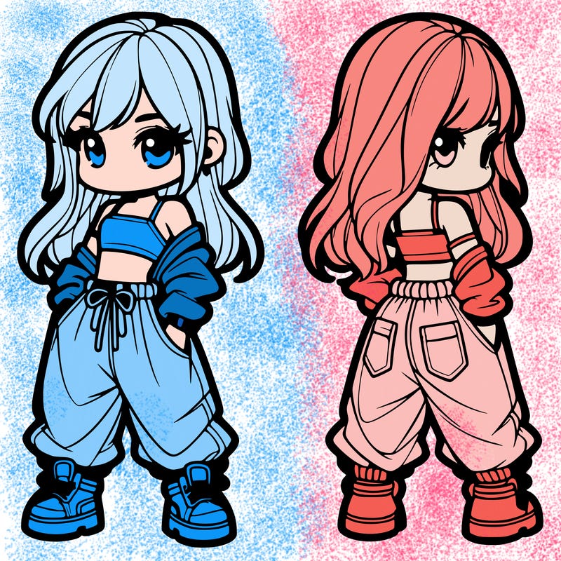 girl in crop top and baggy pants