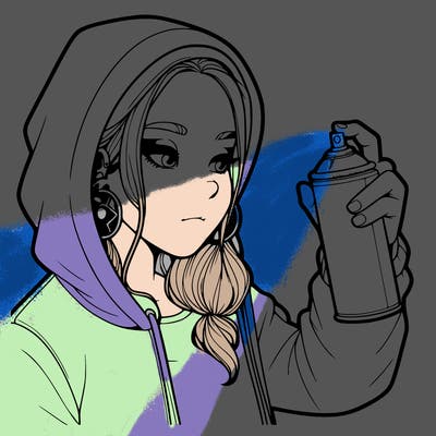 a realistic girl, spray painting