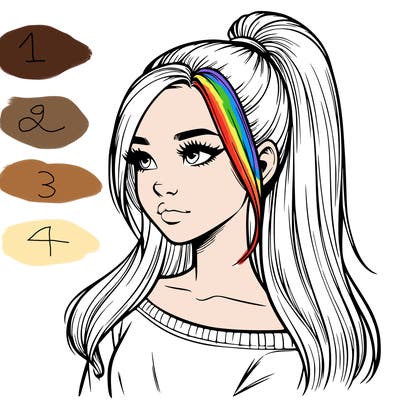 realistic girl with a high ponytail