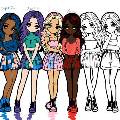 a group of girls realistic