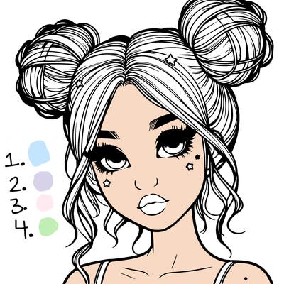 realistic girl with space buns