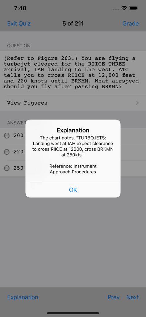 Prepware ATP - Prepware ATPアプリ。練習試験問題とその対応する説明ポップアップが表示されています。