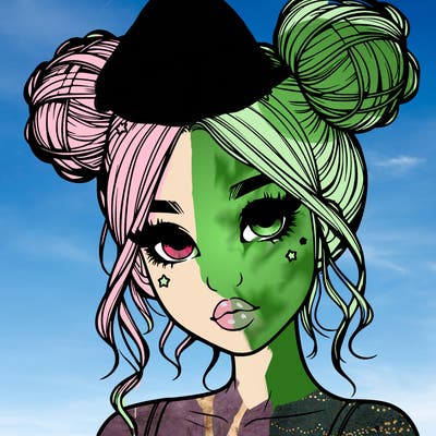 realistic girl with space buns