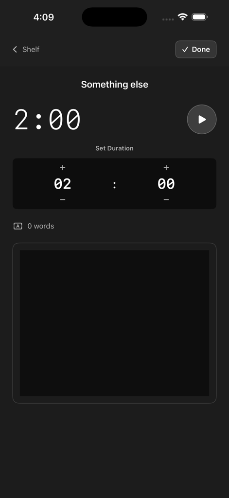 Minimalist screen of scribble.io app showing a countdown timer and a writing area