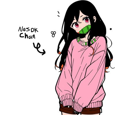 manga teen girl  in a sweater and baggy pants