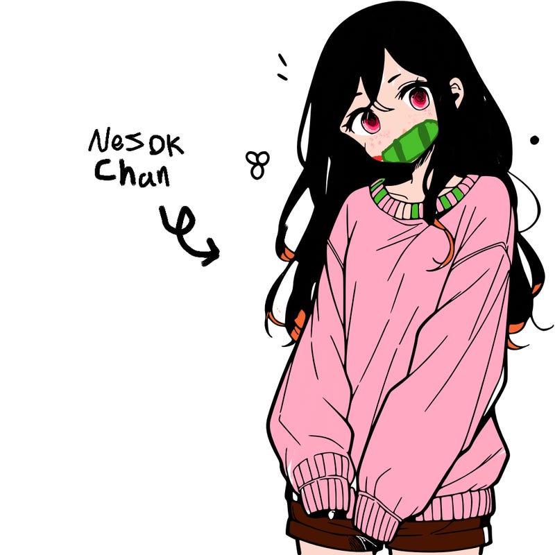manga teen girl  in a sweater and baggy pants