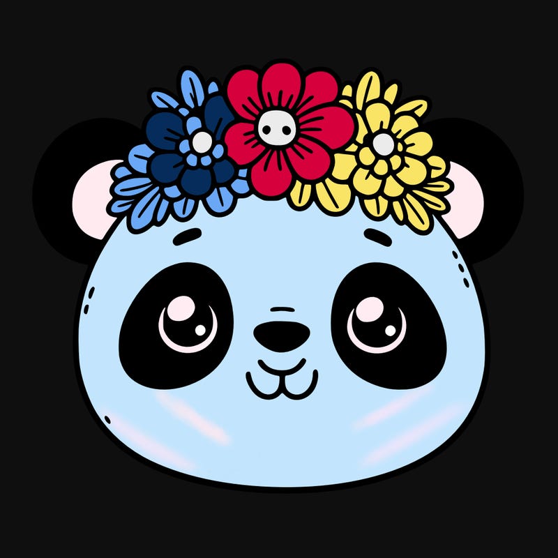 panda with flower crown