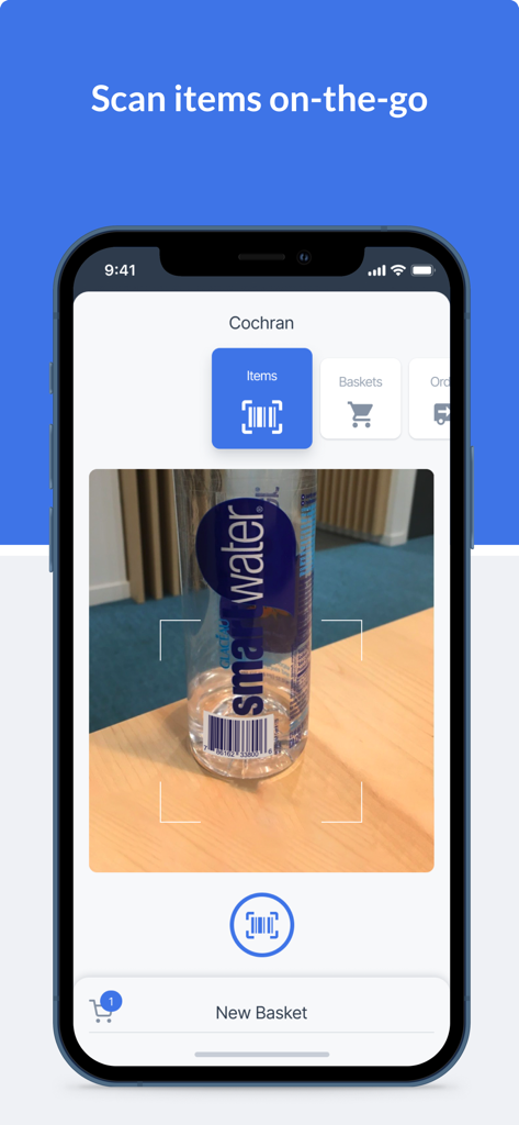 Retail360® - Retail360 app scanning a product barcode for inventory management