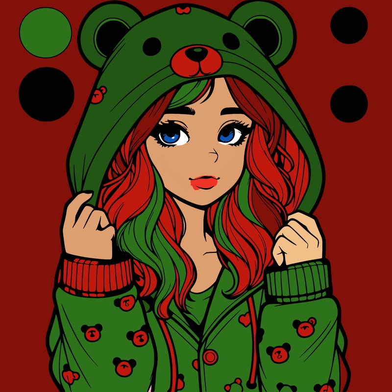 realistic girl in a animal pjs hoodie