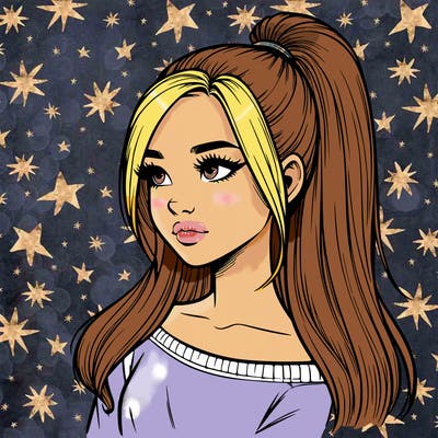 realistic girl with a high ponytail