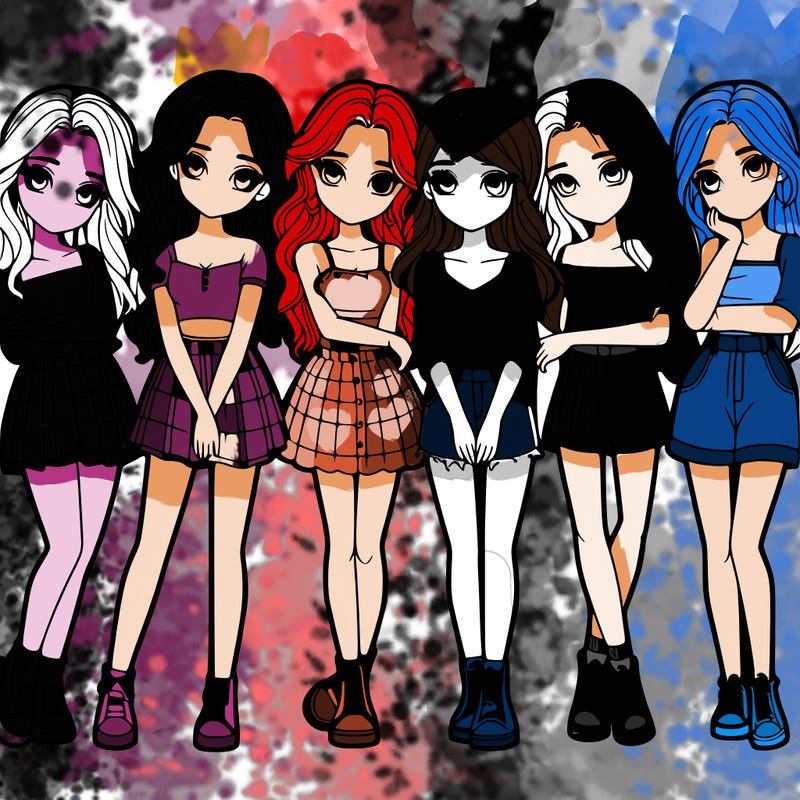 a group of girls realistic