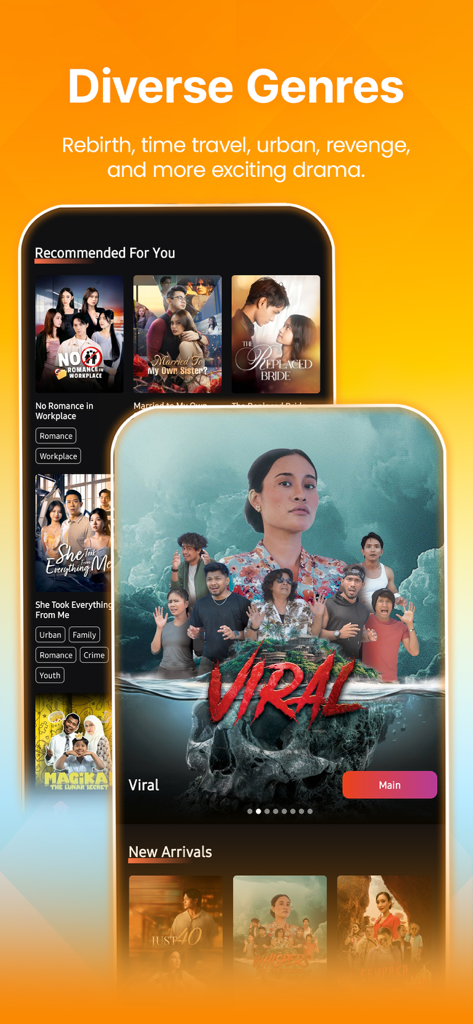 Interface of Do Drama app showing diverse short drama genres and recommended titles