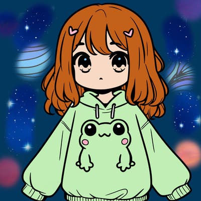 girl wearing frogging sweatshirt