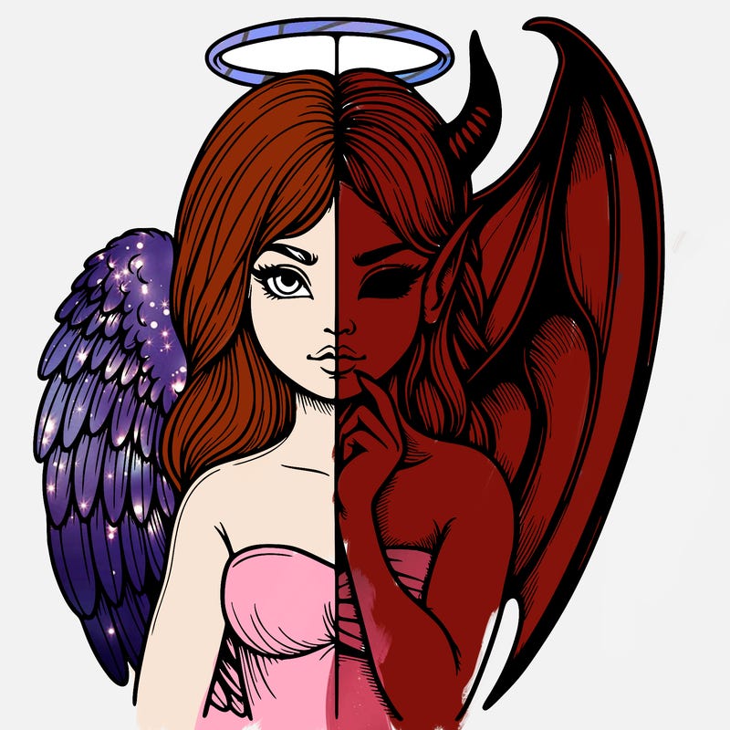 realistic angel half demon