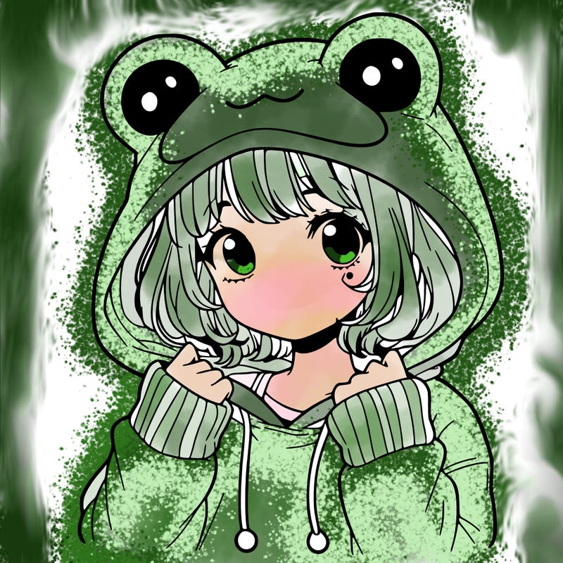 a cute teenage girl wearing a frog hoodie