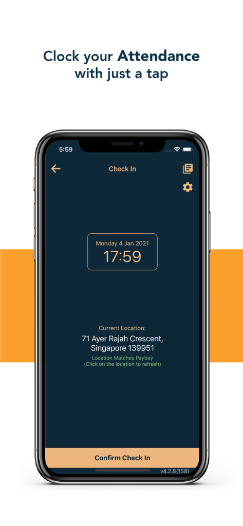 Payboy - Payboy App mobile Benutzeroberfläche zur Zeiterfassung und zum Einchecken