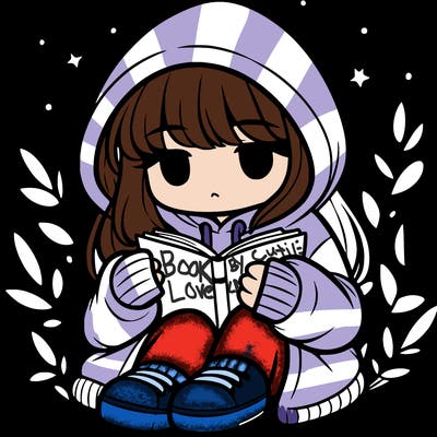 girl in oversized hoodie reading a book