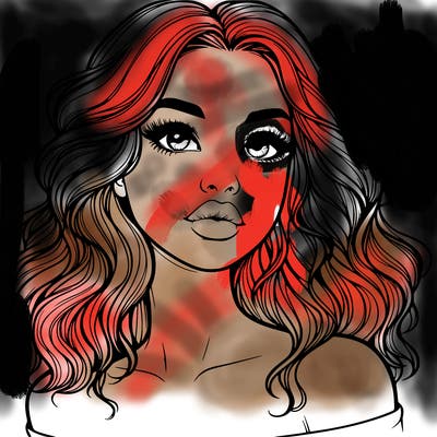 realistic girl with wavy hair and lips