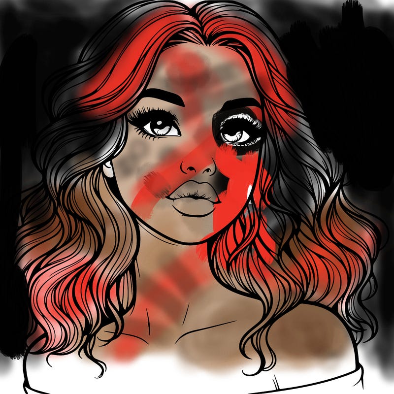 realistic girl with wavy hair and lips