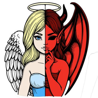 realistic angel half demon