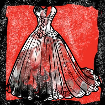 wedding dress-corset and a long and flowy skirt