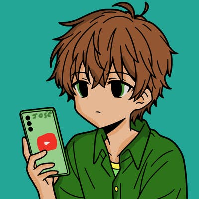 anime boy on his phone