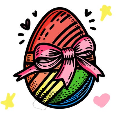 large chocolate egg with ribbon