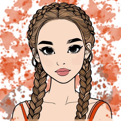 realistic girl with braids