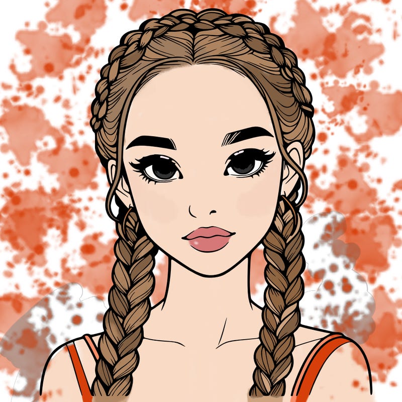 realistic girl with braids