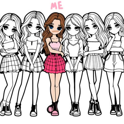 a group of girls realistic