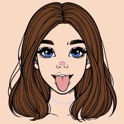 realistic girl with her tongue out
