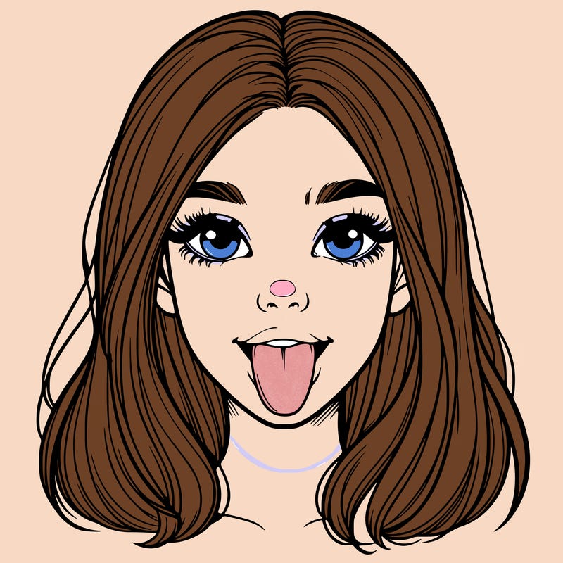 realistic girl with her tongue out
