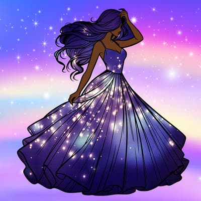 realistic woman with dress flowing in the wind