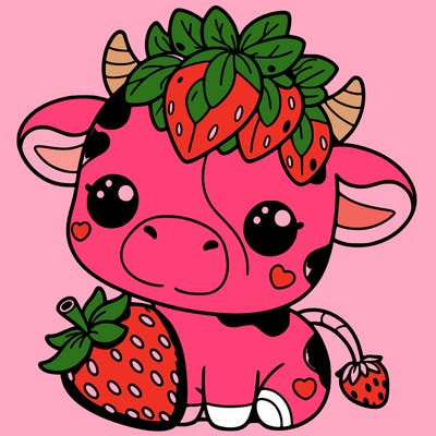 cute strawberry cow