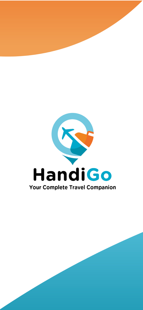 HandiGo app splash screen with the logo and slogan Your Complete Travel Companion