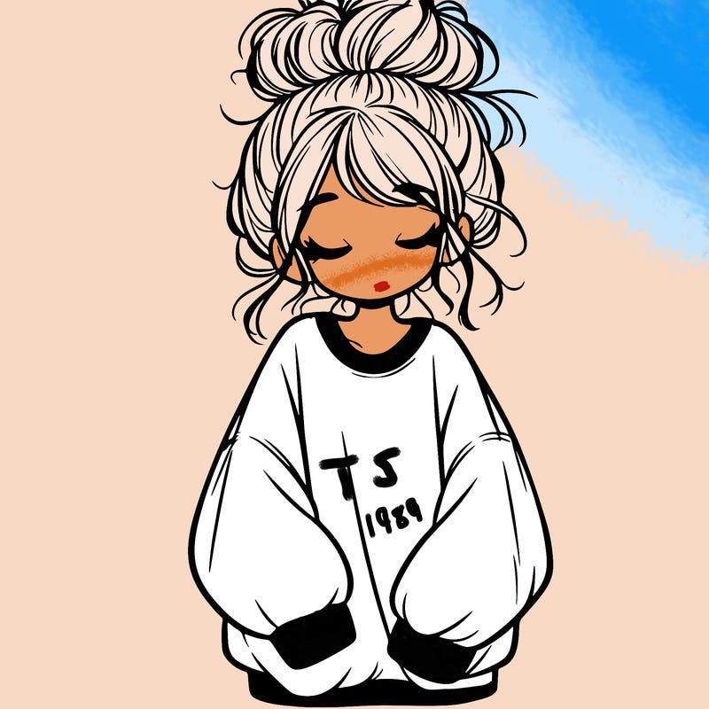 girl with baggy sweatshirt and messy bun