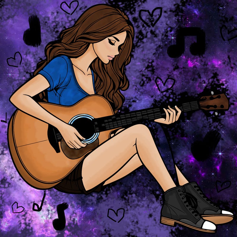 realistic woman play guitar