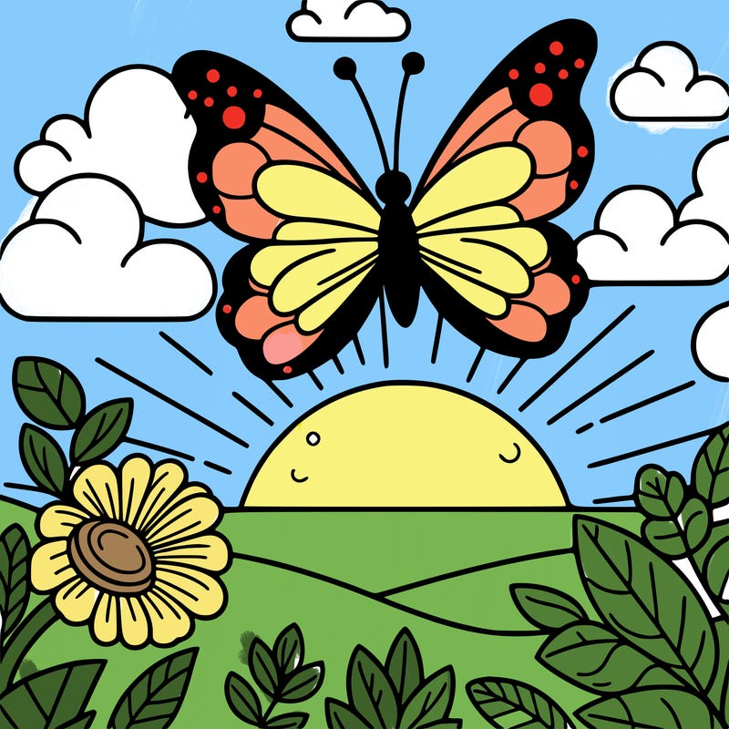 butterfly in a sunset