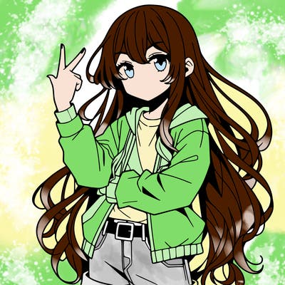 one anime girl with long hair and a cool pose