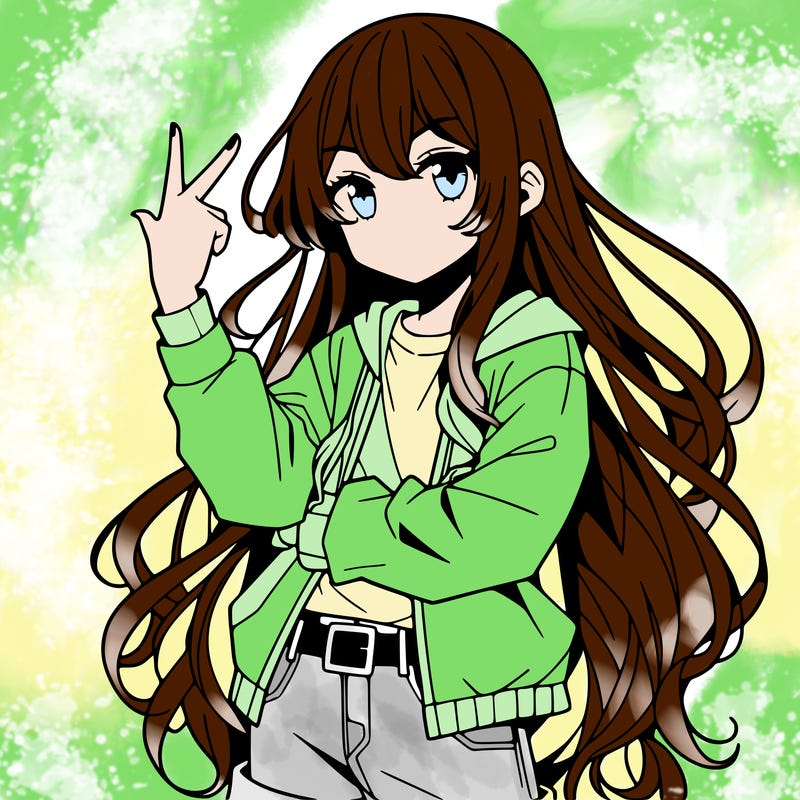 one anime girl with long hair and a cool pose