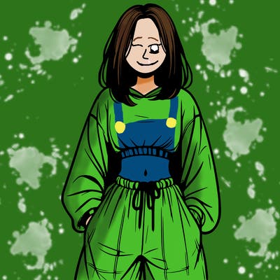 realistic girl faceless with baggy pants and a crop top