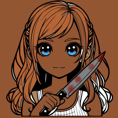 realistic girl holding a knife