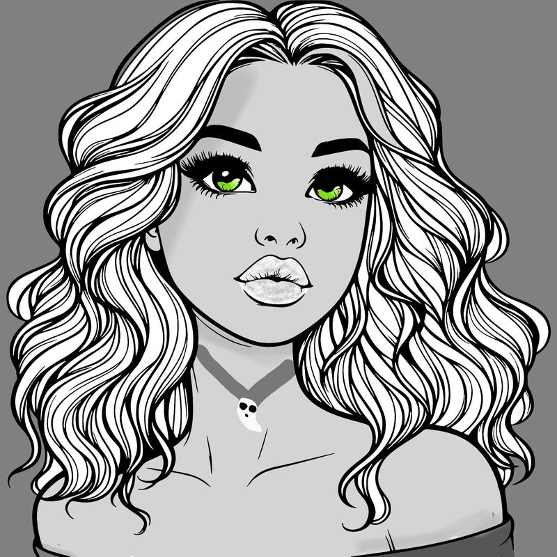 realistic girl with wavy hair and lips