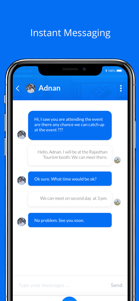 SnapCard - OTM BLTM Event App - In-app messaging interface for networking between trade show attendees