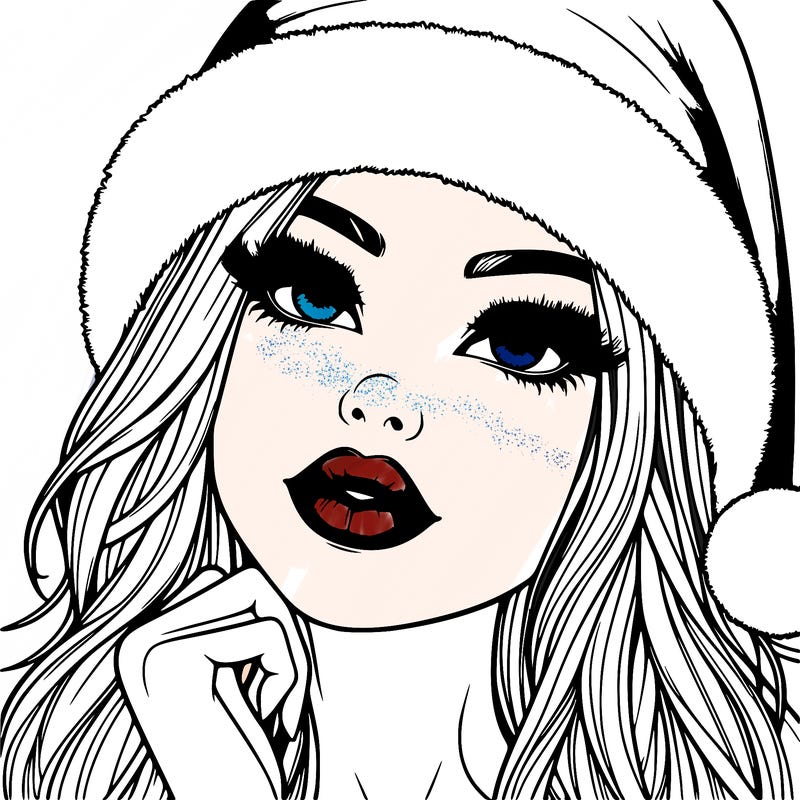 realistic christmas girl with lips