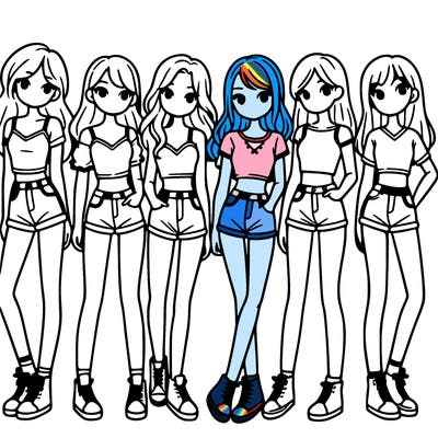 a group of girls wearing crop tops and shorts