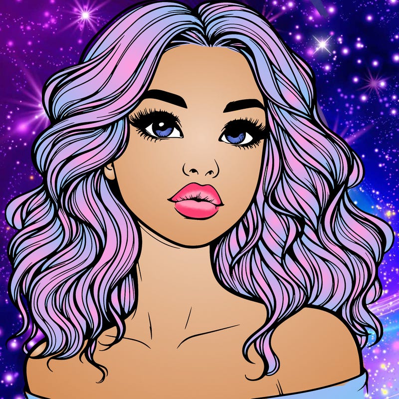 realistic girl with wavy hair and lips