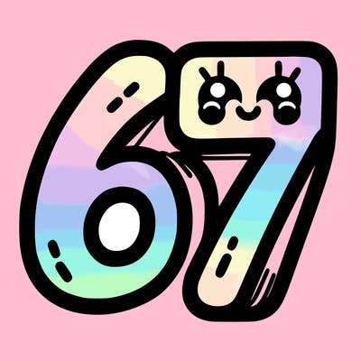 the numbers 67