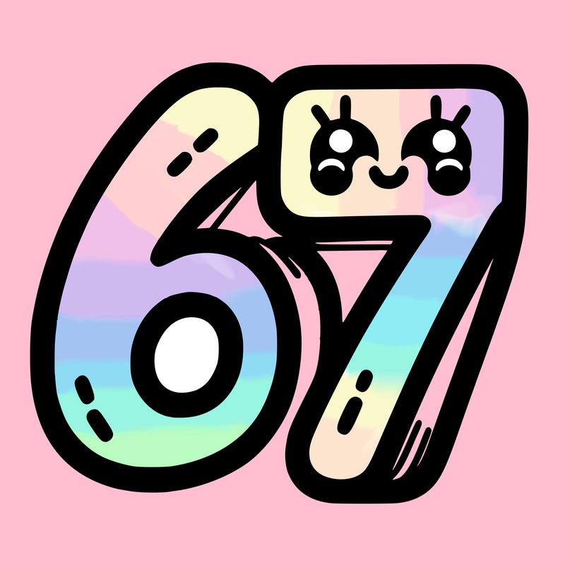 the numbers 67