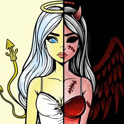 devil vs angel realistic girl